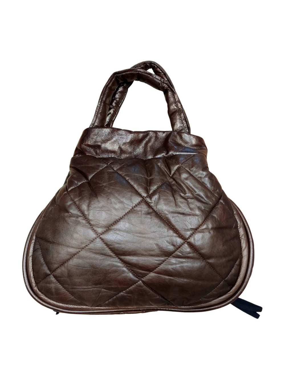 MONCLER Large Brown Smooth Leather Puffer Bag. Gently Used. No Flaws.